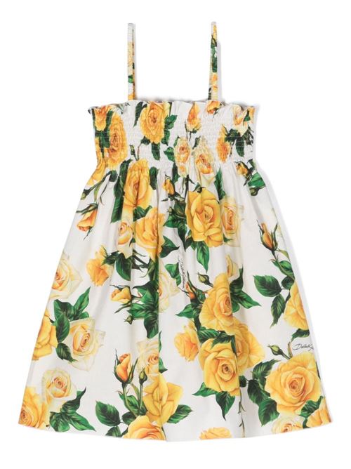 Abito bambina rose gialle Dolce & Gabbana Kids | L52DA6HS5QRHA3VO